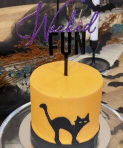 Halloween Cake Orange With Black Cat