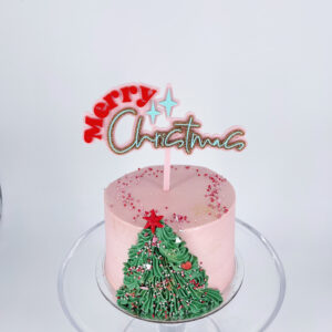 Tickled pink Christmas cake