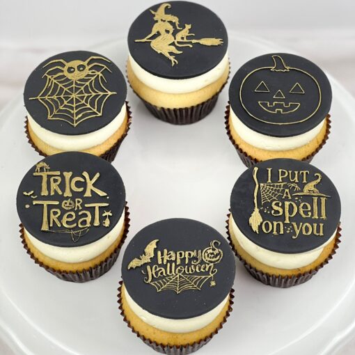 Black and Gold Halloween cupcakes in UAE